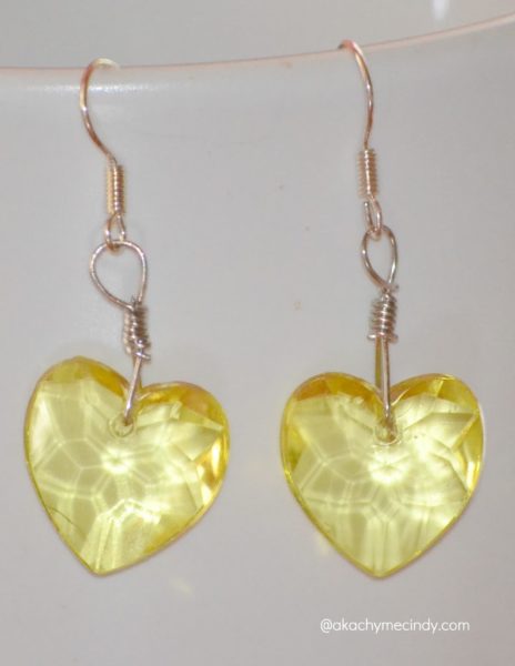 Things I Made: Heart Crystal Earrings